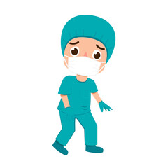 Doctors characters design. Doctors characters in white medical face mask.