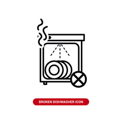 Vector image. Icon of a broken dishwasher.