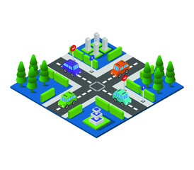Isometric road junction