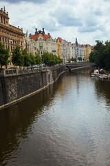 colorful architecture along the vltava river 