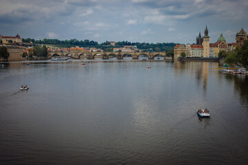 Fototapeta premium Vltava river and the view of the Pont Charles 
