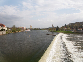 Beautiful view of the River Wesen in Hameln, Germany