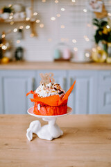 Easter cake with rabbit and flowers