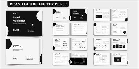 Brand Guideline Template Brand Style Guide Book Brochure Layout Brand Book Brand Manual Landscape Brand Guideline Template - obrazy, fototapety, plakaty