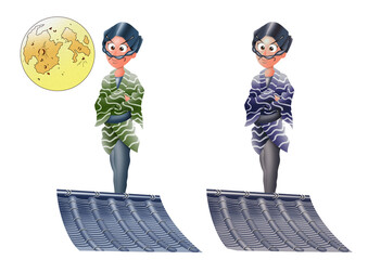 ネズミ小僧,屋根の上