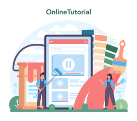 Painter online service or platform. People in the uniform paint