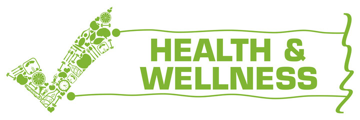 Health And Wellness Green Health Symbols Tick Mark Lines Horizontal 