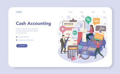 Accountant web banner or landing page. Professional bookkeeper.