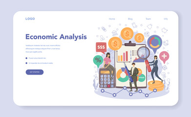 Economics and finance web banner or landing page. Business people
