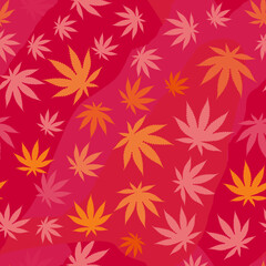 Fototapeta na wymiar seamless pattern of cannabis leaves. Vector illustration for textile industry.