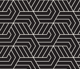 Vector seamless pattern. Repeating abstract background. Black and white geometric lattice design. Modern stylish texture.