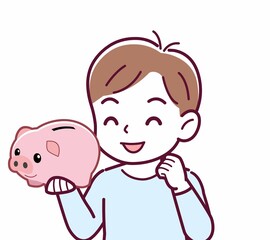 Cheerful boy in blue clothes