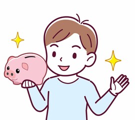 Cheerful boy in blue clothes