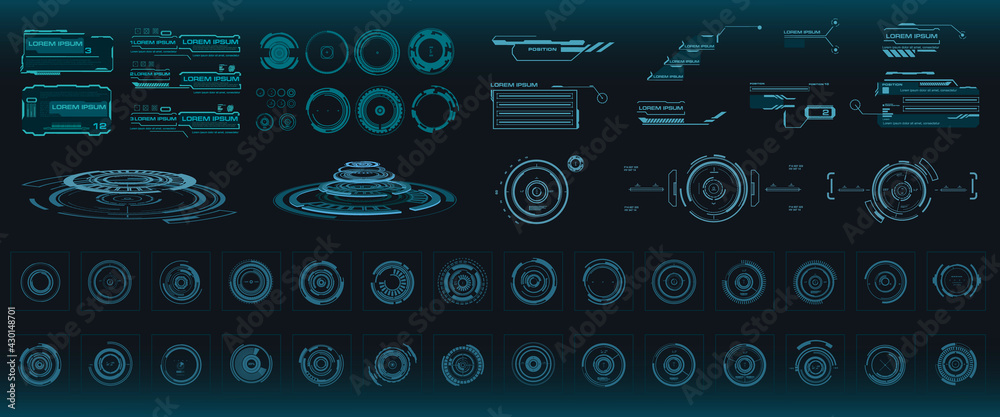 Aufkleber set elements for the user interface hud. futuristic user interface with hud, gui, ui elements. holog