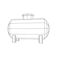 Oil tank for storage of flammable materials and petroleum. Wireframe low poly mesh vector illustration