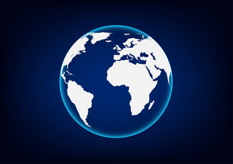 graphics world map on blue background vector illustration