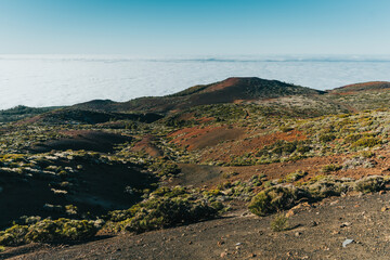 Fototapeta na wymiar Mountain landscape on an island with clouds