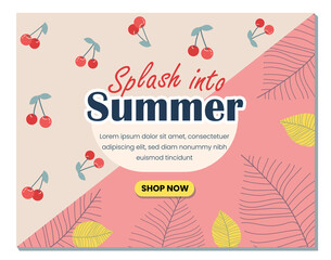 Summer banner or poster. Colorful background. Placard, flyer invitation, card, cover, advertisement. Editable ad design. Vector