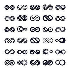 Infinity Shape Icon Vector Set