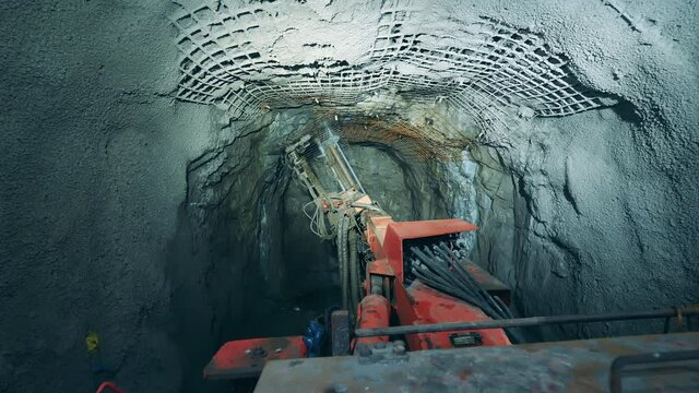 Underground tunnel is being irrigated by an industrial bore