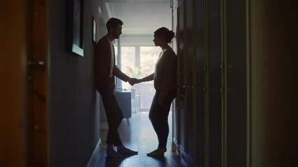Sad Couple Embracing, Comforting Each other in Difficult Times. Family Overcoming Difficulties Together, Tender Moment. Atmosphere of Sadness and Tragedy. Cinematic Moment of Human Drama