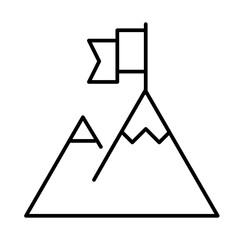 Mountain with flag on peak goal achievement monochrome icon vector illustration success leadership