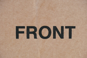 Word Front printed on cardboard