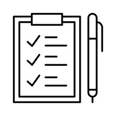 Linear task plan icon vector illustration clipboard with pen timetable at notepaper time management