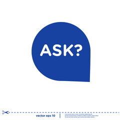 ask icon in bubble speech simple design element