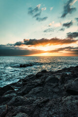 Landscape of an island with sea and mountains