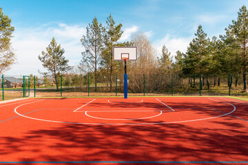 Basketball court during spring season