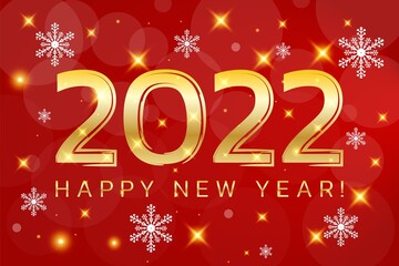Happy New Year 2022 greeting card with snowflakes. Design template, banner, poster.