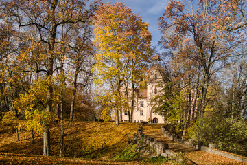 Edole medieval castle in sunny autumn day, Latvia.