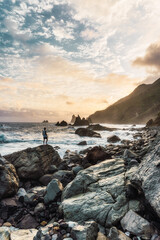 Landscape of an island with sea and mountains