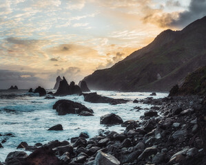 Landscape of an island with sea and mountains