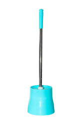 Fototapeta premium Blue toilet brush isolate on white background.