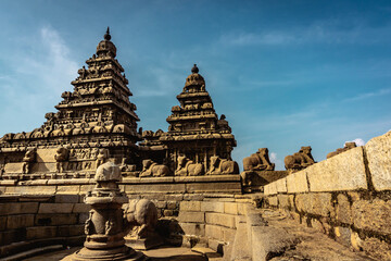 Shore temple built by Pallavas is UNESCO`s World Heritage Site located at Mamallapuram or Mahabalipuram in Tamil Nadu, South India.