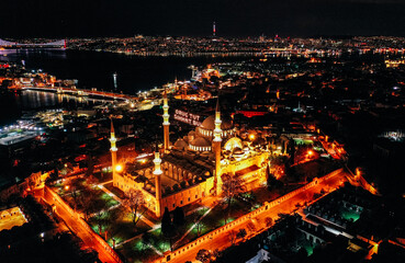 Turkey, Istanbul, Muslim mosque, drone view.
