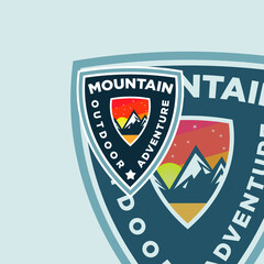 Set of logo, badges, banners, emblem for mountain, hiking, camping, expedition and outdoor adventure. Exploring nature