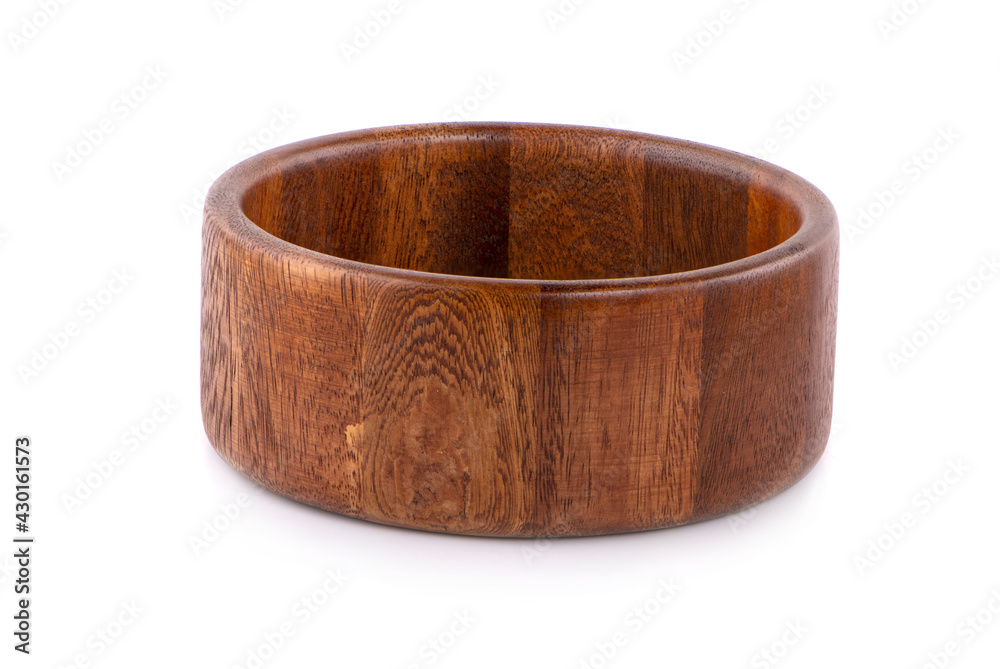 Wall mural Wooden bowl isolated on white background