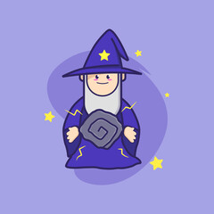 Cute wizard cartoon vector illustration