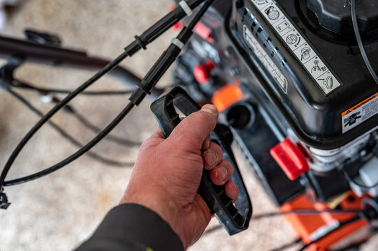 Pull Cord To Start A Portable Engine On A Snow Blower Or Lawn Mower