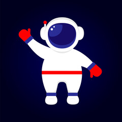 Cute astronaut isolated on blue background.Vector icon illustration