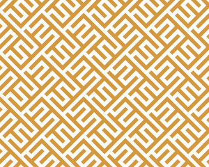 Abstract geometric pattern with stripes, lines. Seamless vector background. White and gold ornament. Simple lattice graphic design