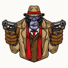 Colorful concept of aggressive gorilla gangster © DGIM studio