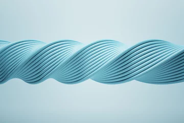 Light blue spiral pattern made of multiple wires on a light blue background. Wallpaper and background presentation design concept, 3d rendering