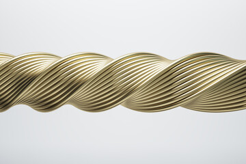 Golden spiral pattern made of multiple wires on a white background. Wallpaper and background...
