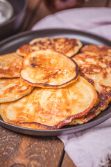 homemade pancakes with raisins and apples