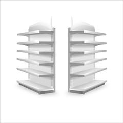 Shelving rack for store trading empty template for design stock vector illustration isolated on white background