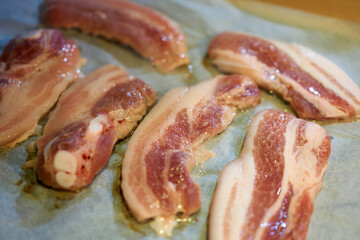 Raw pork belly before grilled